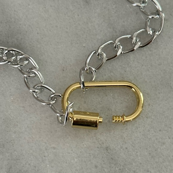 Silver Gold Carabiner Clasp Chain Link Necklace 

Brand New - Picture 3 of 3